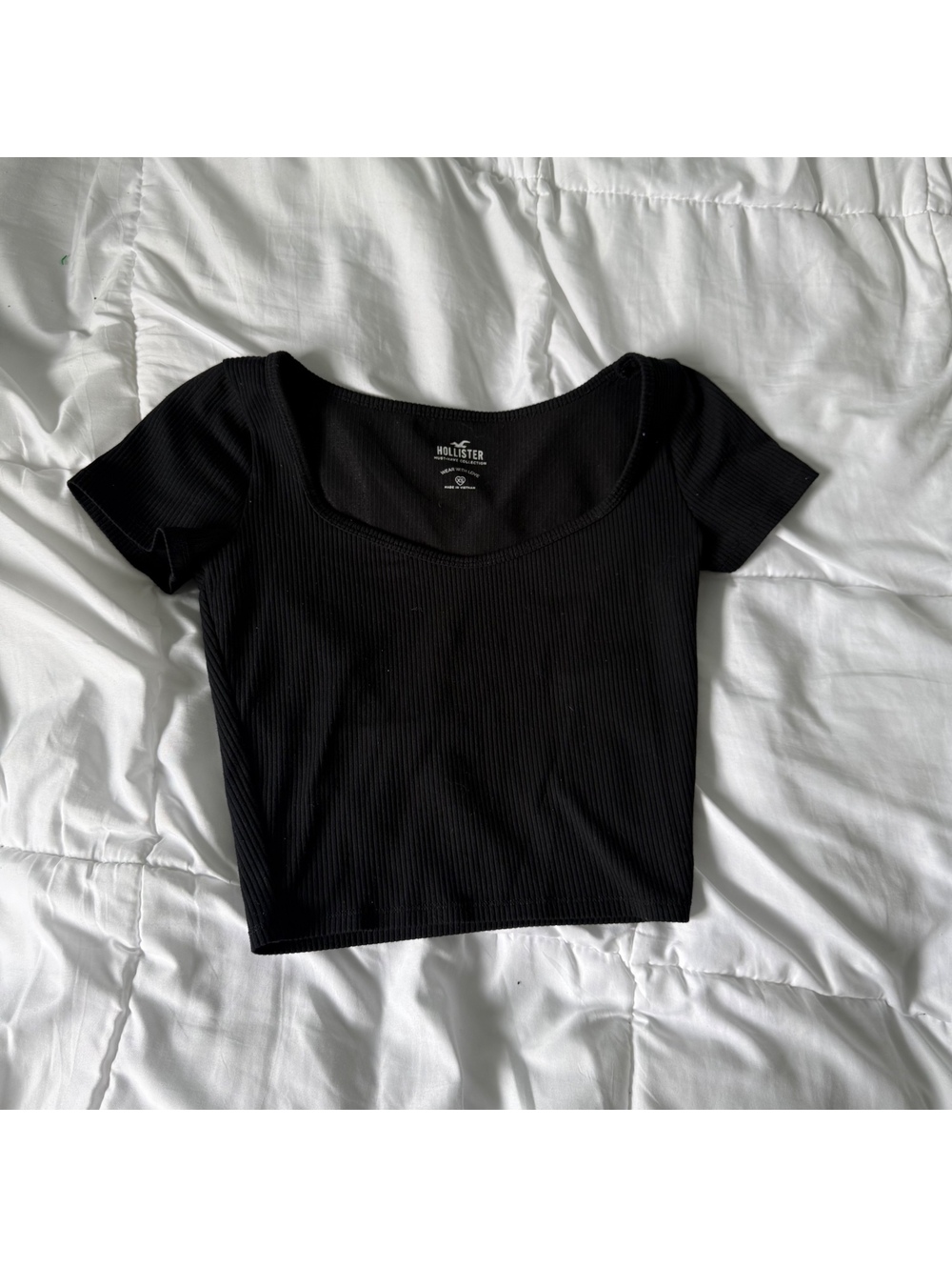 hollister black sweetheart shape top t-shirt ribbed top xs